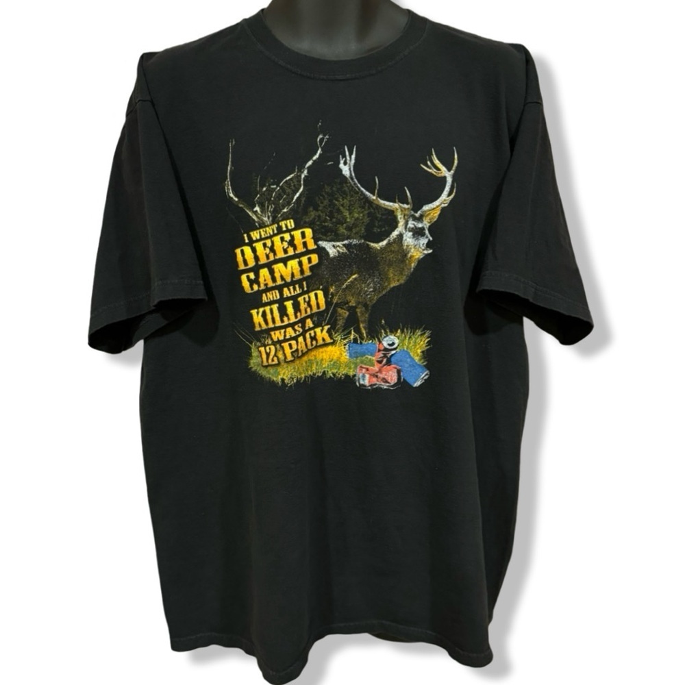Vintage 00s Funny Hunting Novelty T-Shirt